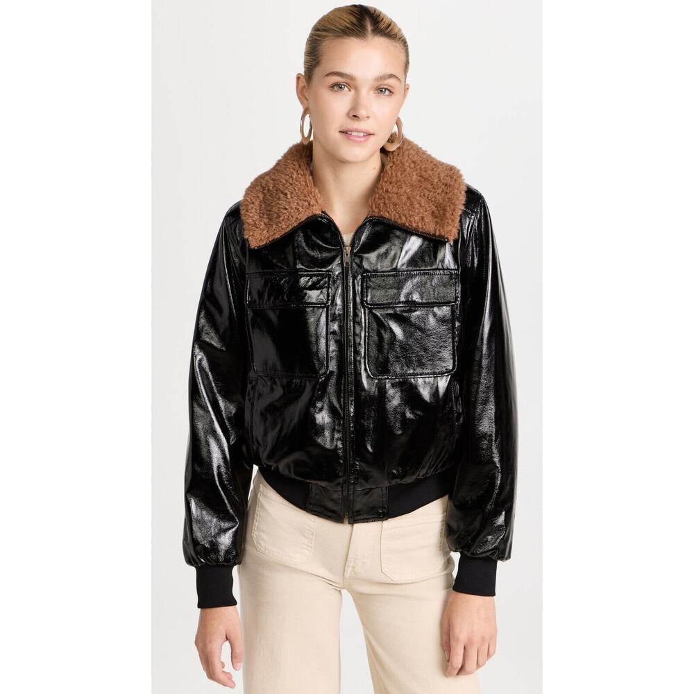 NEW MOTHER BLACK THE PILOT BOMBER JACKET COAT DON'T CRASH! FAUX LEATHER SZ S